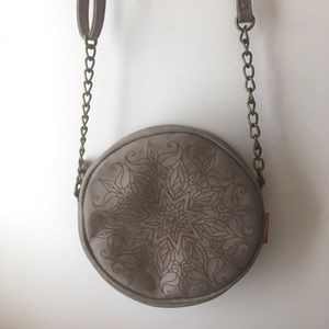 NWOT leather circle floral design crossbody purse